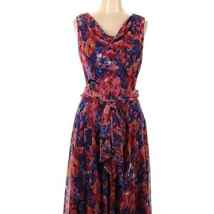 Red and blue polyester dress
